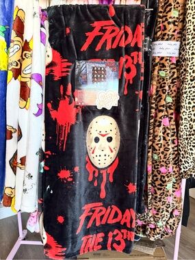 Friday the 13th Plush Throw Blanket - Black & Red Horror Design